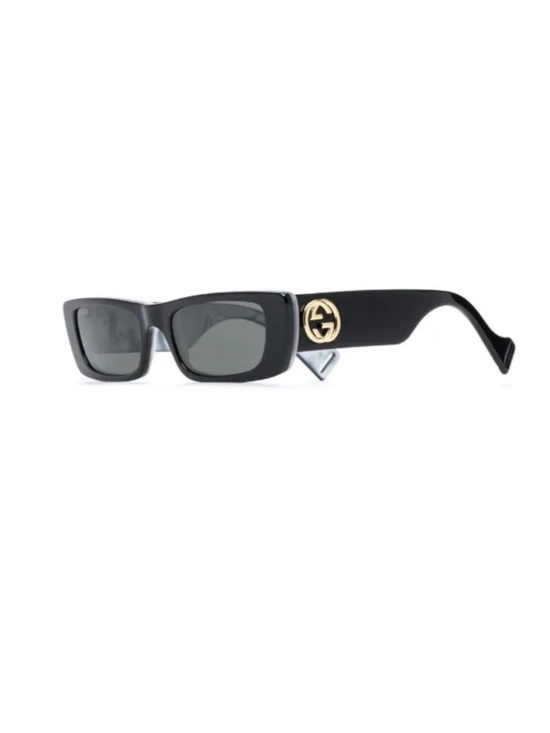 Gucci Accessories - Gucci Black Rectangular Logo-Arm Sunglasses